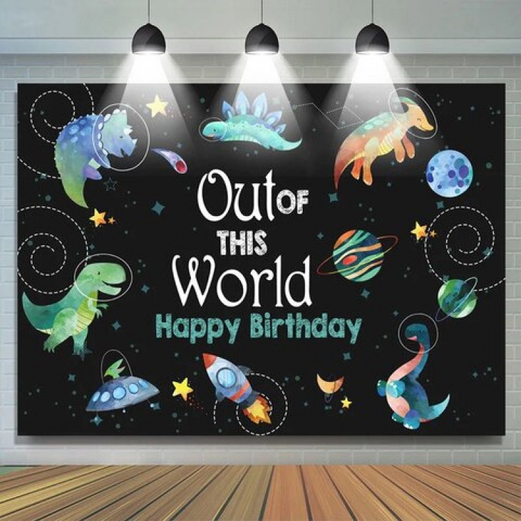 Birthday backdrop4 dinosaur/space Backdrops Base