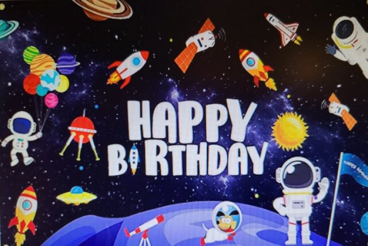 Birthday backdrop 7x5 space theme Backdrops Base